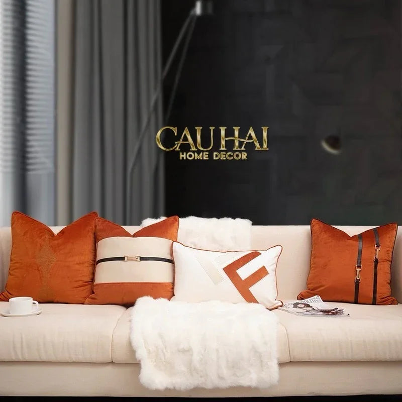 Vỏ Gối L'Équestre Harnais - Sunset Ivory 45-CẬU HAI HOME DECOR