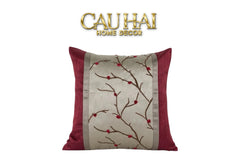 Vỏ Gối Lụa Fleurs De Soie Cramoisies 45-CẬU HAI HOME DECOR