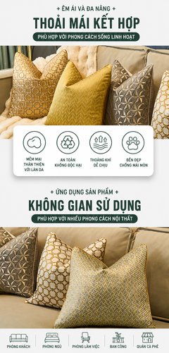 Vỏ Gối Lụa Jacquard D'Or Orion Chain Motif 45-CẬU HAI HOME DECOR