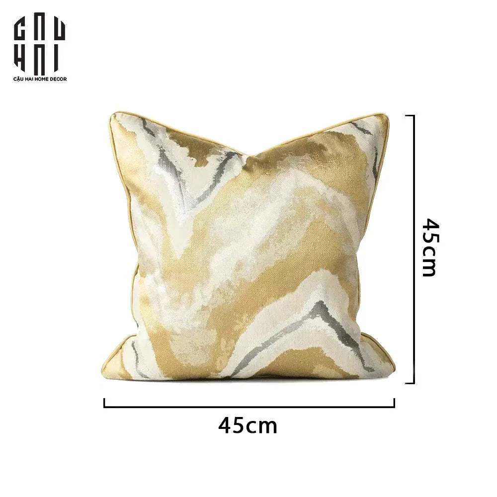 Vỏ Gối Lụa Jacquard Gold Fountain 45.-CẬU HAI HOME DECOR