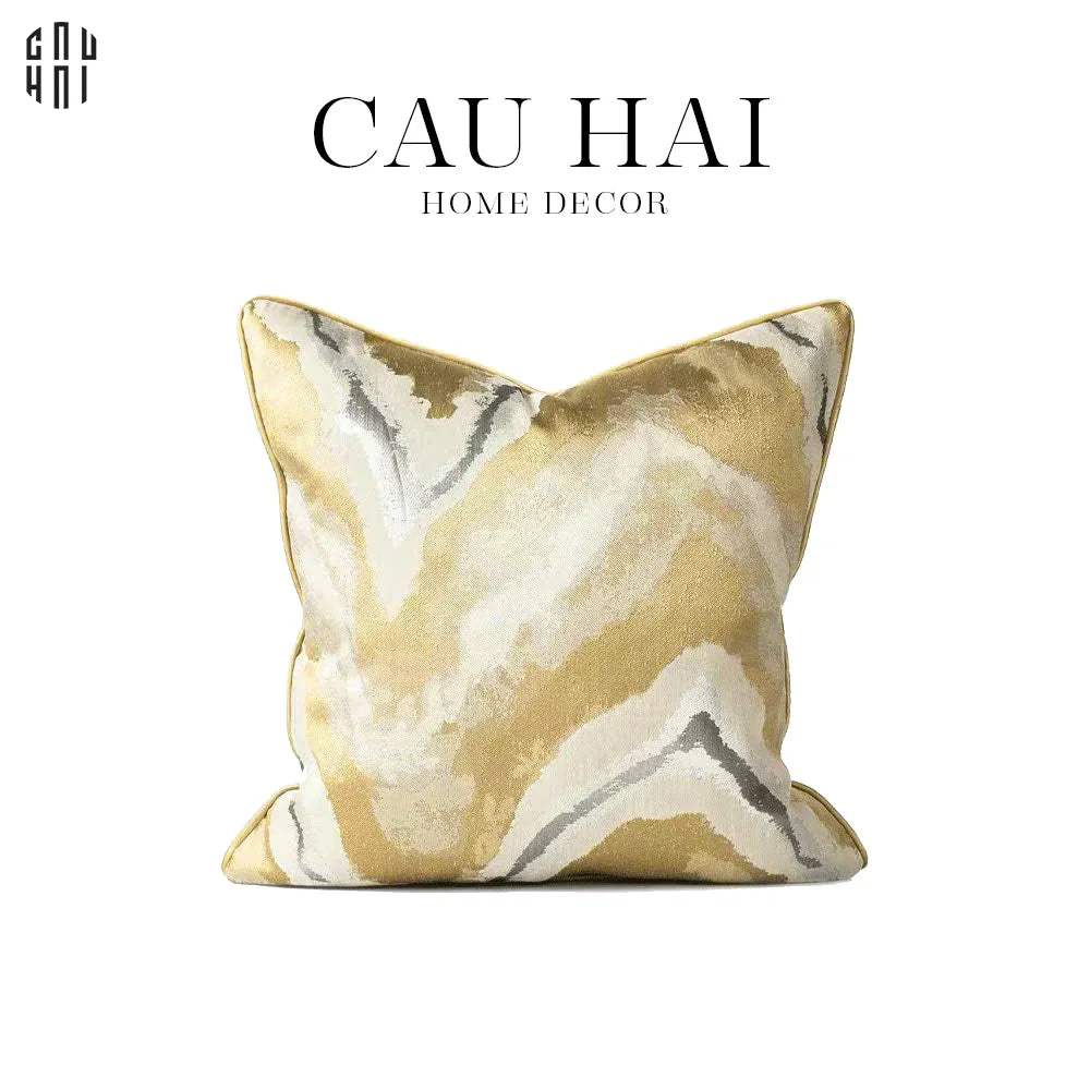 Vỏ Gối Lụa Jacquard Gold Fountain 45.-CẬU HAI HOME DECOR