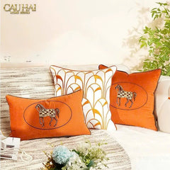 Vỏ Gối Lụa Satin Art Deco Éventail Terra 45-CẬU HAI HOME DECOR