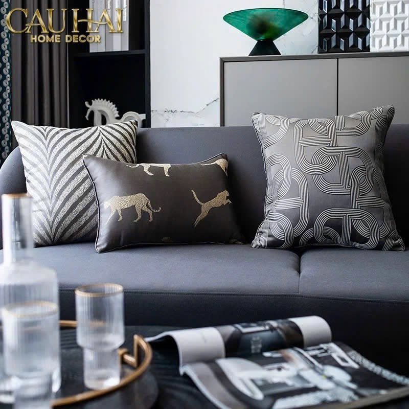 VỎ GỐI LỤA SATIN CHAÎNE D’ANCRE GRIS 50-CẬU HAI HOME DECOR