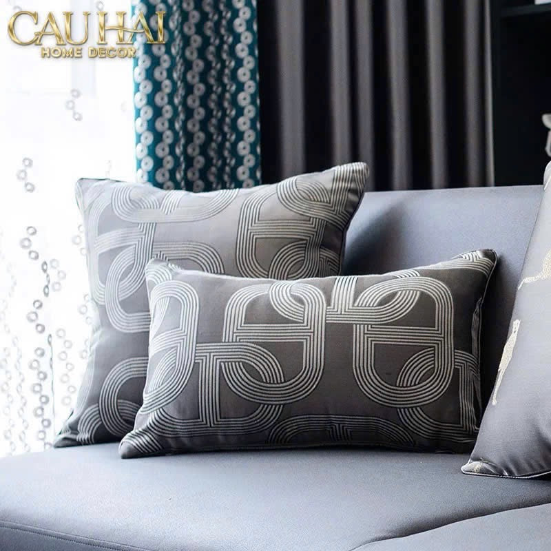 VỎ GỐI LỤA SATIN CHAÎNE D’ANCRE GRIS 50-CẬU HAI HOME DECOR