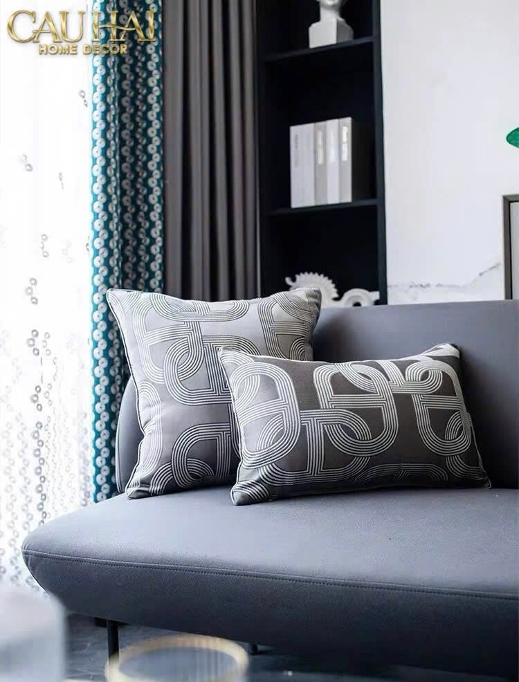 VỎ GỐI LỤA SATIN CHAÎNE D’ANCRE GRIS 50-CẬU HAI HOME DECOR