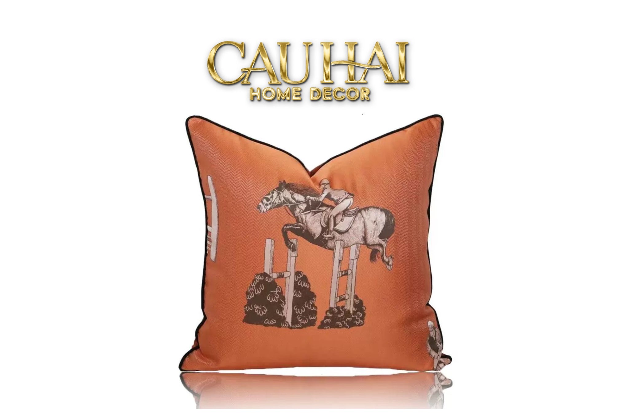 VỎ GỐI LỤA SATIN ÉQUESTRE BURNT-O 45-CẬU HAI HOME DECOR