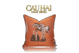 Vỏ Gối Lụa Satin Équestre Burnt-O 45-VỎ GỐI-CẬU HAI HOME DECOR
