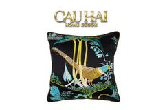 Vỏ Gối Lụa Thêu 3D Hoàng Điểu Tứ Quý - Minh Hoàng 45-CẬU HAI HOME DECOR