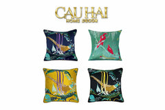 Vỏ Gối Lụa Thêu 3D Hoàng Điểu Tứ Quý - Minh Hoàng 45-CẬU HAI HOME DECOR