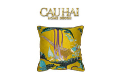 Vỏ Gối Lụa Thêu 3D Hoàng Điểu Tứ Quý - Minh Hoàng 45-CẬU HAI HOME DECOR