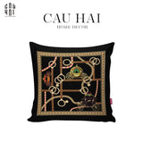 VỎ GỐI NHUNG BRAIDED LEATHER 45.-CẬU HAI HOME DECOR