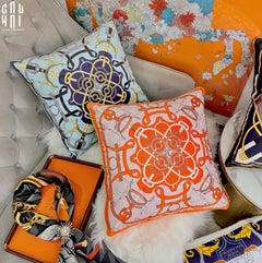 Vỏ Gối Nhung Cao Cấp Eperon D'Or 45. - Orange-CẬU HAI HOME DECOR