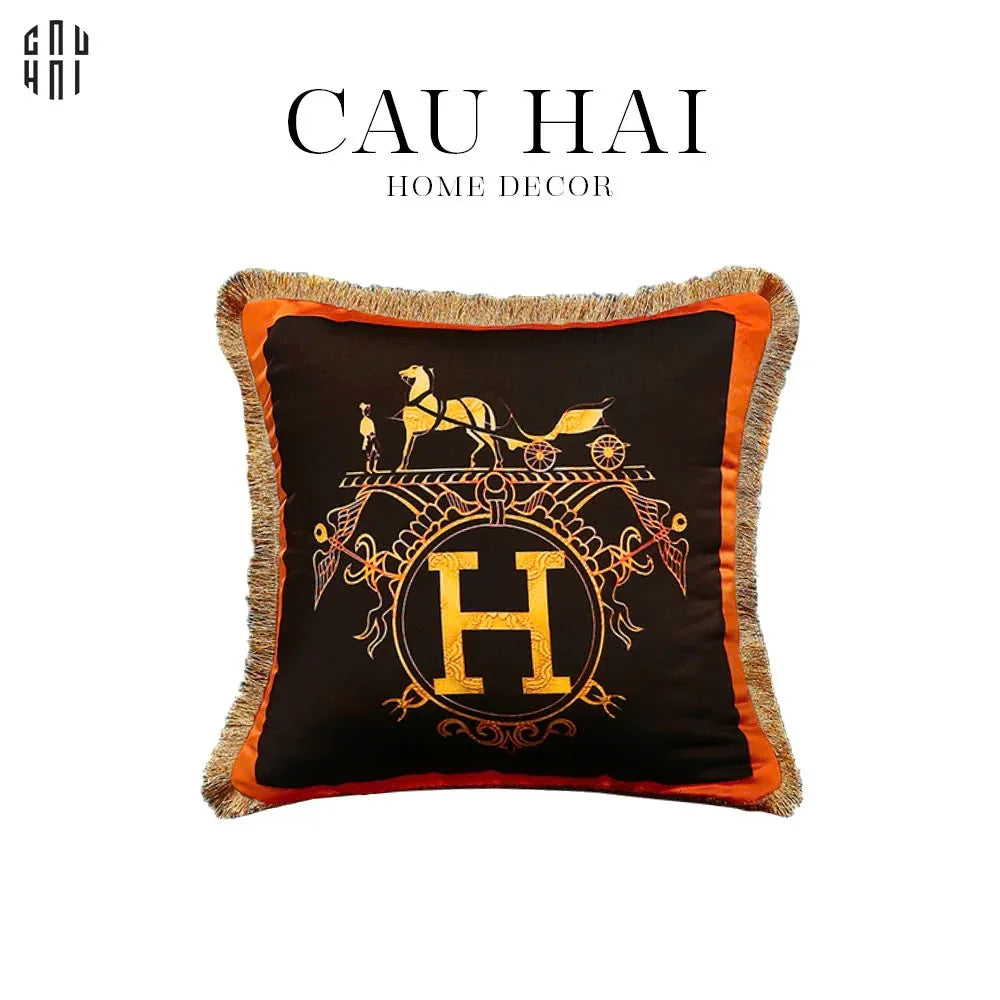 Vỏ Gối Nhung Cao Cấp Noir Heritage 45.-CẬU HAI HOME DECOR