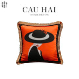 VỎ GỐI NHUNG CAO CẤP ORANGE LAUREL 45.-CẬU HAI HOME DECOR