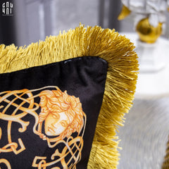 Vỏ Gối Nhung Chenille V Class Medusa Imperial Noir Gold Barocco Scrollwork 45-CẬU HAI HOME DECOR