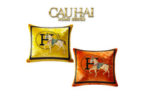 Vỏ Gối Nhung Cheval de Fetes Voyages Signature H 45-CẬU HAI HOME DECOR