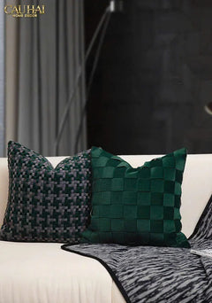 Vỏ Gối Nhung Emerald Velvet Broken Stripes 45-CẬU HAI HOME DECOR