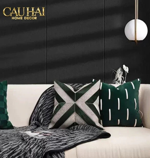 Vỏ Gối Nhung Emerald Velvet Broken Stripes 45-CẬU HAI HOME DECOR