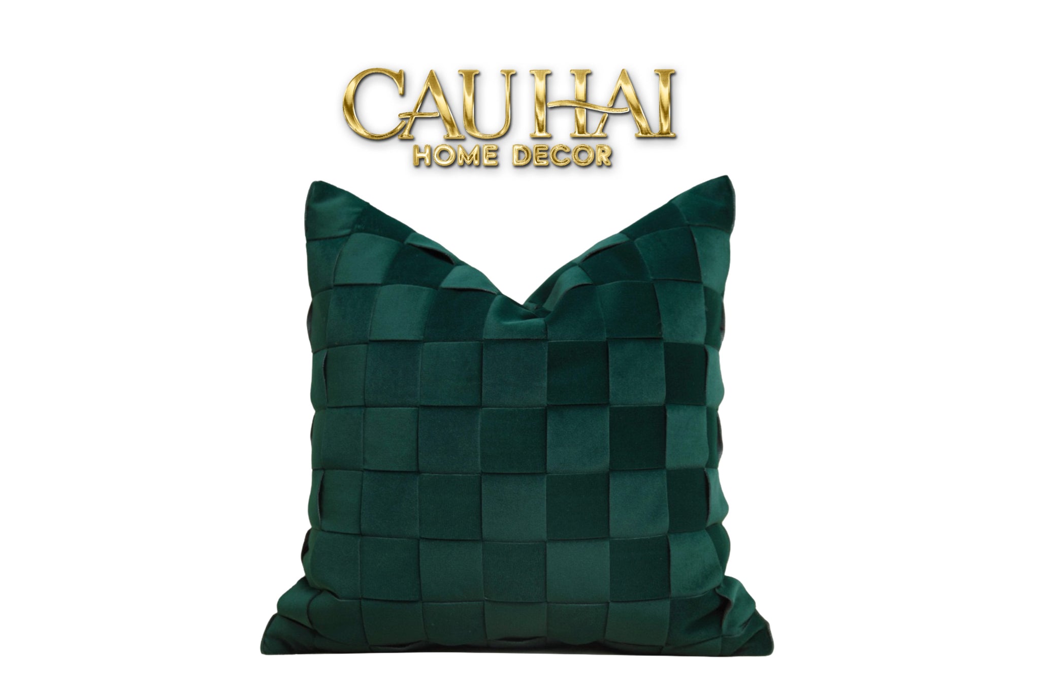 VỎ GỐI NHUNG EMERALD WOVEN MISTLETOE 45-CẬU HAI HOME DECOR