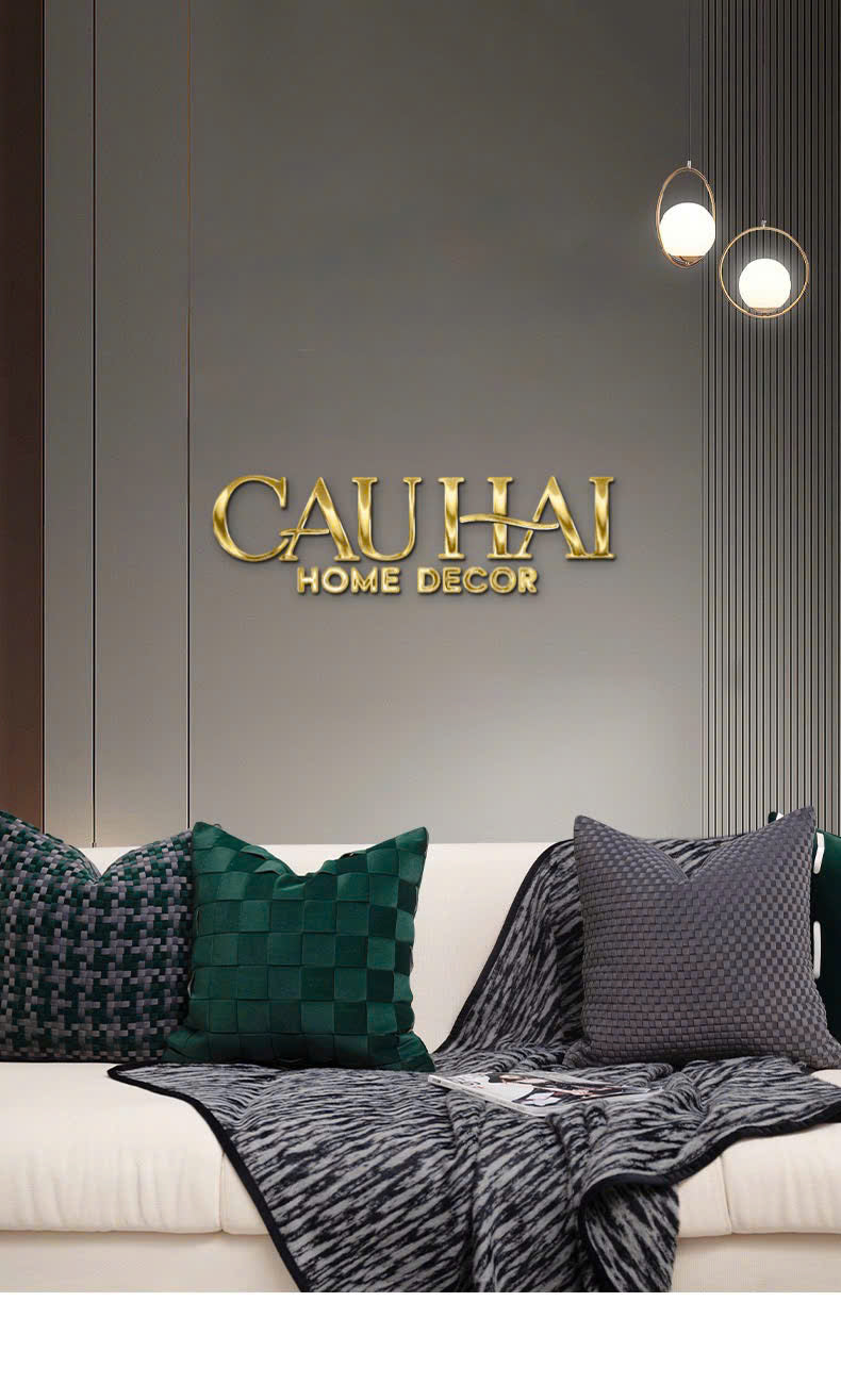 VỎ GỐI NHUNG EMERALD WOVEN MISTLETOE 45-CẬU HAI HOME DECOR