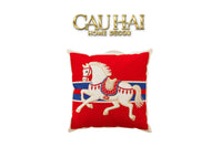 Vỏ Gối Nhung Équestre Crimson Rouge Cheval de Bataille 45-CẬU HAI HOME DECOR