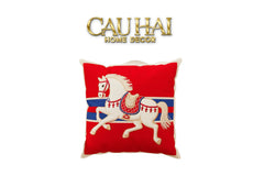 Vỏ Gối Nhung Équestre Crimson Rouge Cheval de Bataille 45-CẬU HAI HOME DECOR