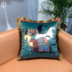 Vỏ Gối Nhung Équestre Running Stallion 45. - Jade-CẬU HAI HOME DECOR