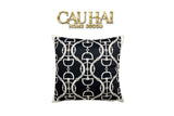 Vỏ Gối Nhung Horsebit Noble Héritage - Noir Motif 45-VỎ GỐI-CẬU HAI HOME DECOR