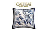 Vỏ Gối Nhung Indochine Oriental indigo Bloom Art 45-VỎ GỐI-CẬU HAI HOME DECOR