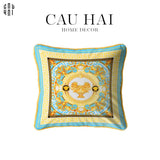 VỎ GỐI NHUNG LA COUPE DES DIEUX - BLEU 45.-CẬU HAI HOME DECOR