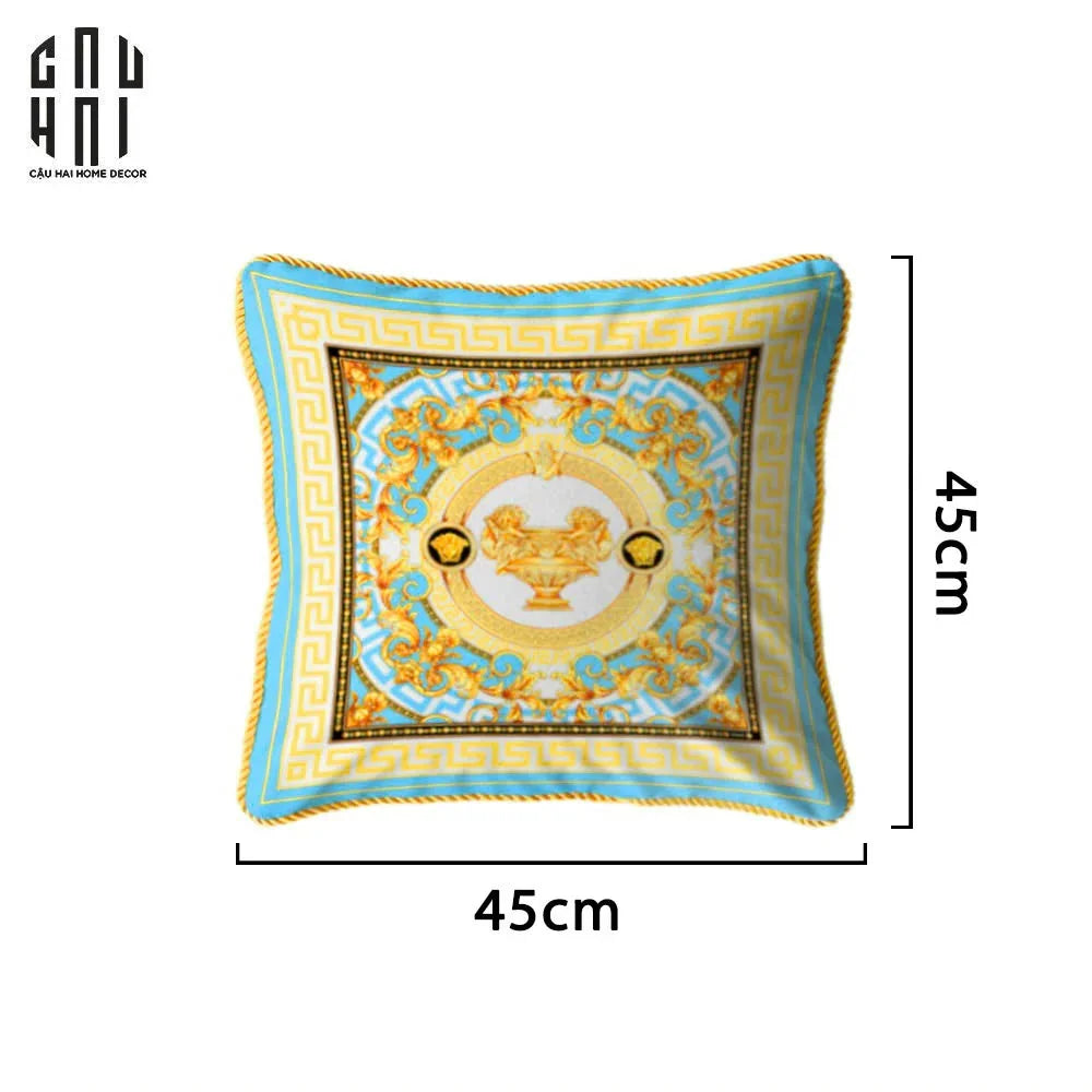 VỎ GỐI NHUNG LA COUPE DES DIEUX - BLEU 45.-CẬU HAI HOME DECOR