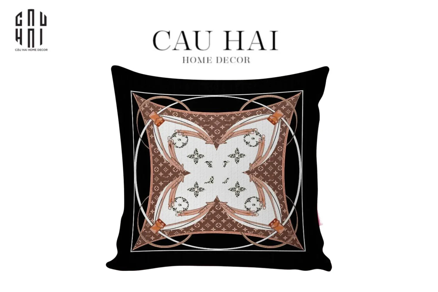 VỎ GỐI NHUNG LOUIS BLACK FLORAL 45.-CẬU HAI HOME DECOR