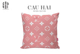 VỎ GỐI NHUNG LOUIS.V LIGHT PINK MONOGRAM 45.-CẬU HAI HOME DECOR