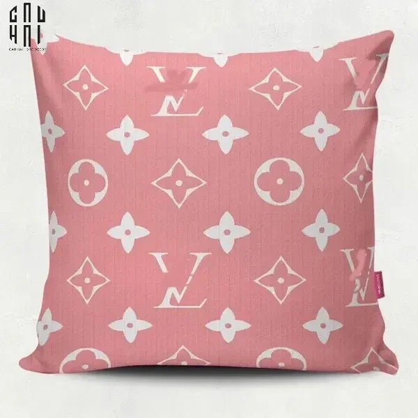 VỎ GỐI NHUNG LOUIS.V LIGHT PINK MONOGRAM 45.-CẬU HAI HOME DECOR