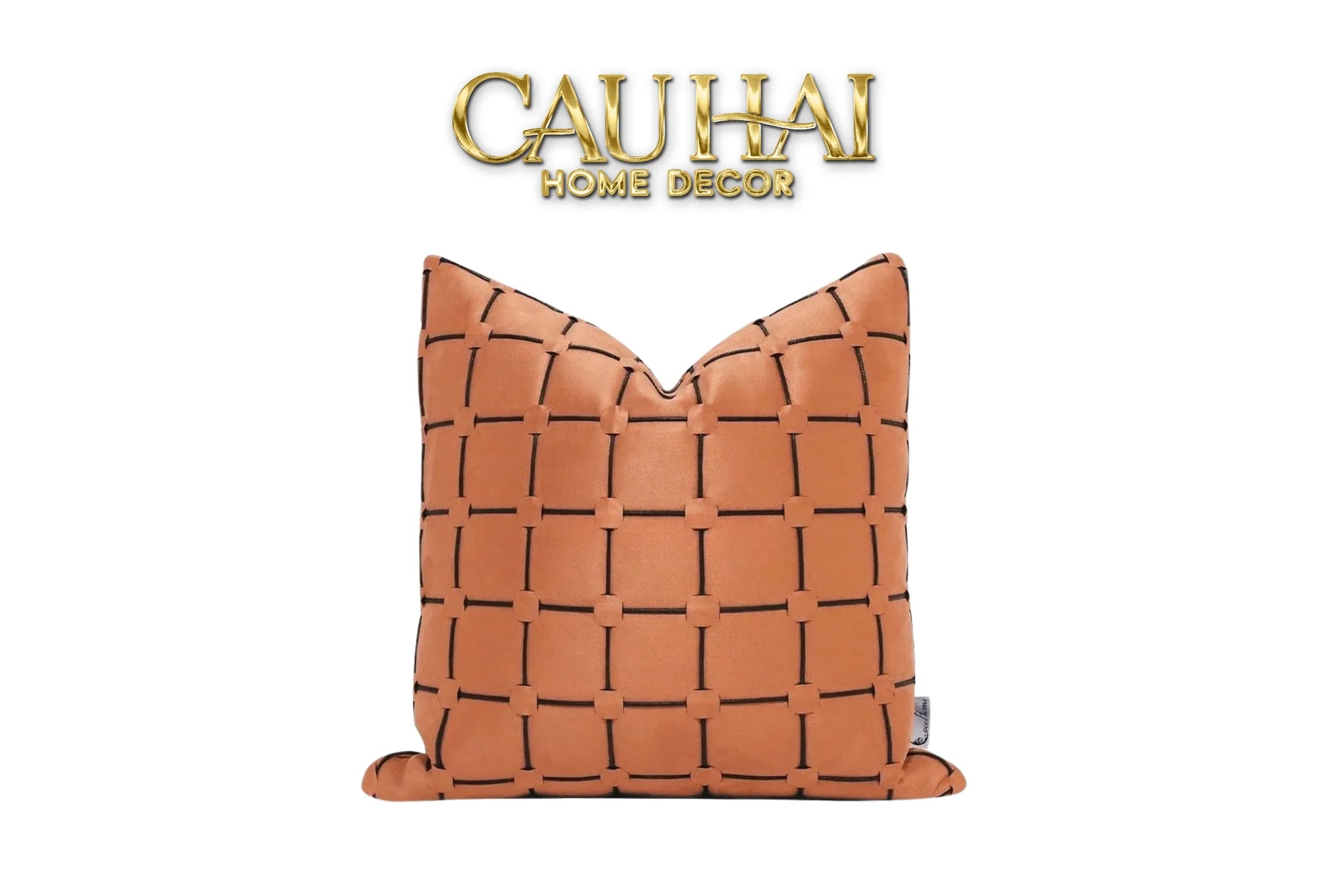 Vỏ Gối Nhung Lux Leather Crossline Terra 45-VỎ GỐI-CẬU HAI HOME DECOR