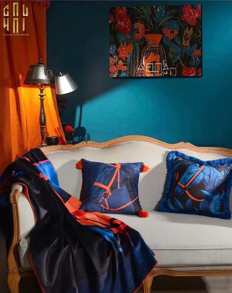 VỎ GỐI NHUNG MARINE STALLION - FRINGE EDGE-CẬU HAI HOME DECOR