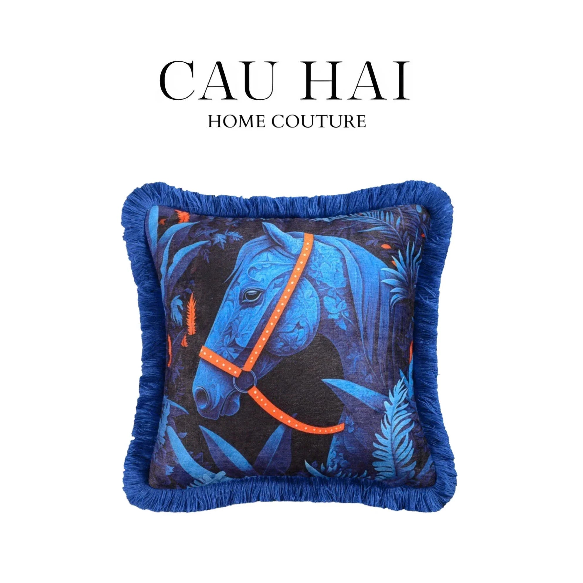 Vỏ Gối Nhung Marine Stallion - Fringe Edge - CẬU HAI HOME DECOR