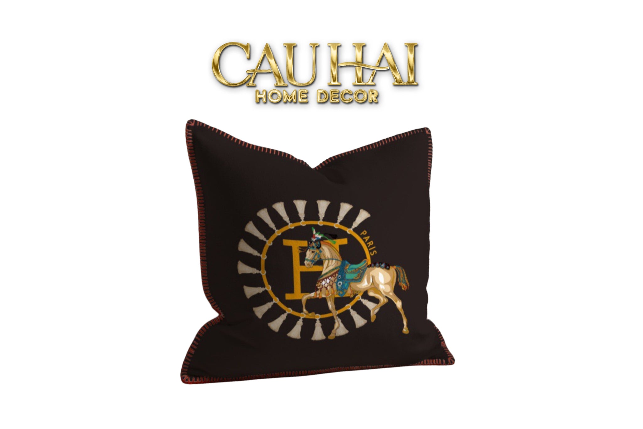 VỎ GỐI NHUNG SIGNATURE CHARIOTS REGAL SAVOIR 45-CẬU HAI HOME DECOR