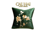 Vỏ Gối Nhung Thêu Mộc Lan Hoa 45x45-VỎ GỐI-CẬU HAI HOME DECOR