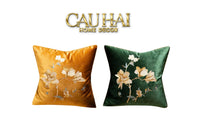Vỏ Gối Nhung Thêu Mộc Lan Hoa 45x45-CẬU HAI HOME DECOR