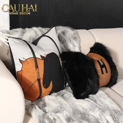Vỏ Gối Nhung Triptyque Équestre Moderne Embroidered Belt 45-CẬU HAI HOME DECOR
