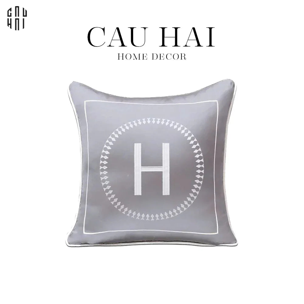 VỎ GỐI SOFA LỤA HESTIA - GRAY 45.-CẬU HAI HOME DECOR