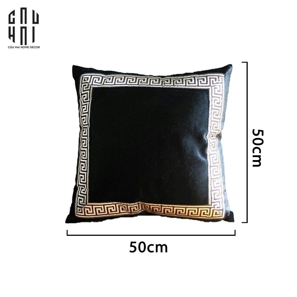 VỎ GỐI SOFA NHUNG CROCHET - NOIR 50X50CM-CẬU HAI HOME DECOR