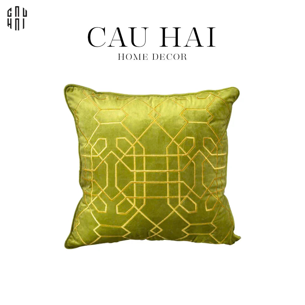 VỎ GỐI SOFA NHUNG GATSBY - VERDANT GOLD 45.-CẬU HAI HOME DECOR