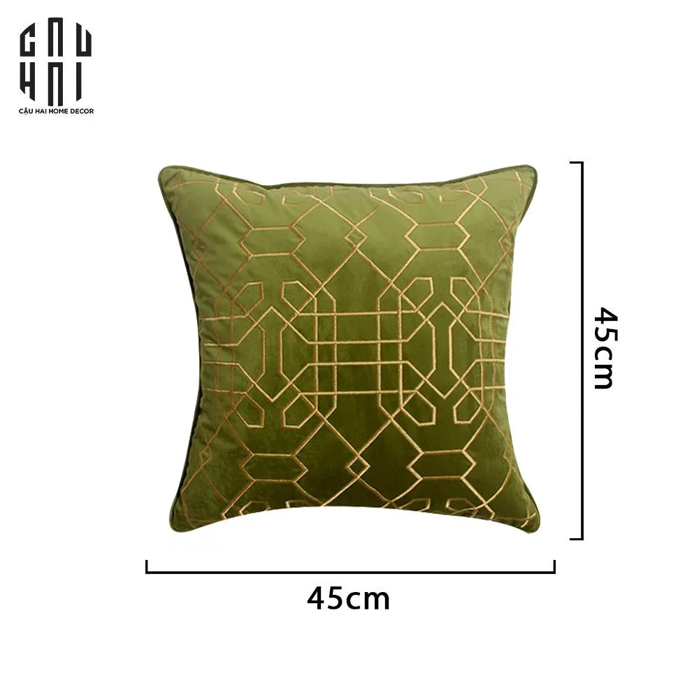 VỎ GỐI SOFA NHUNG GATSBY - VERDANT GOLD 45.-CẬU HAI HOME DECOR