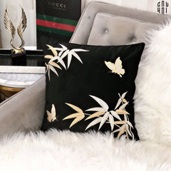 Vỏ Gối Sofa Nhung Golden Bamboo Papillon 45 Ss25-CẬU HAI HOME DECOR