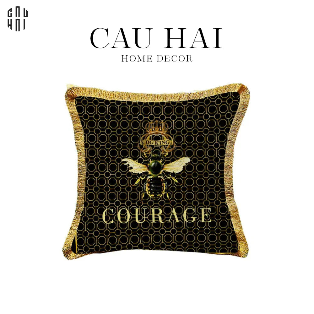 Vỏ Gối Sofa Nhung Golden Bee 45.-CẬU HAI HOME DECOR