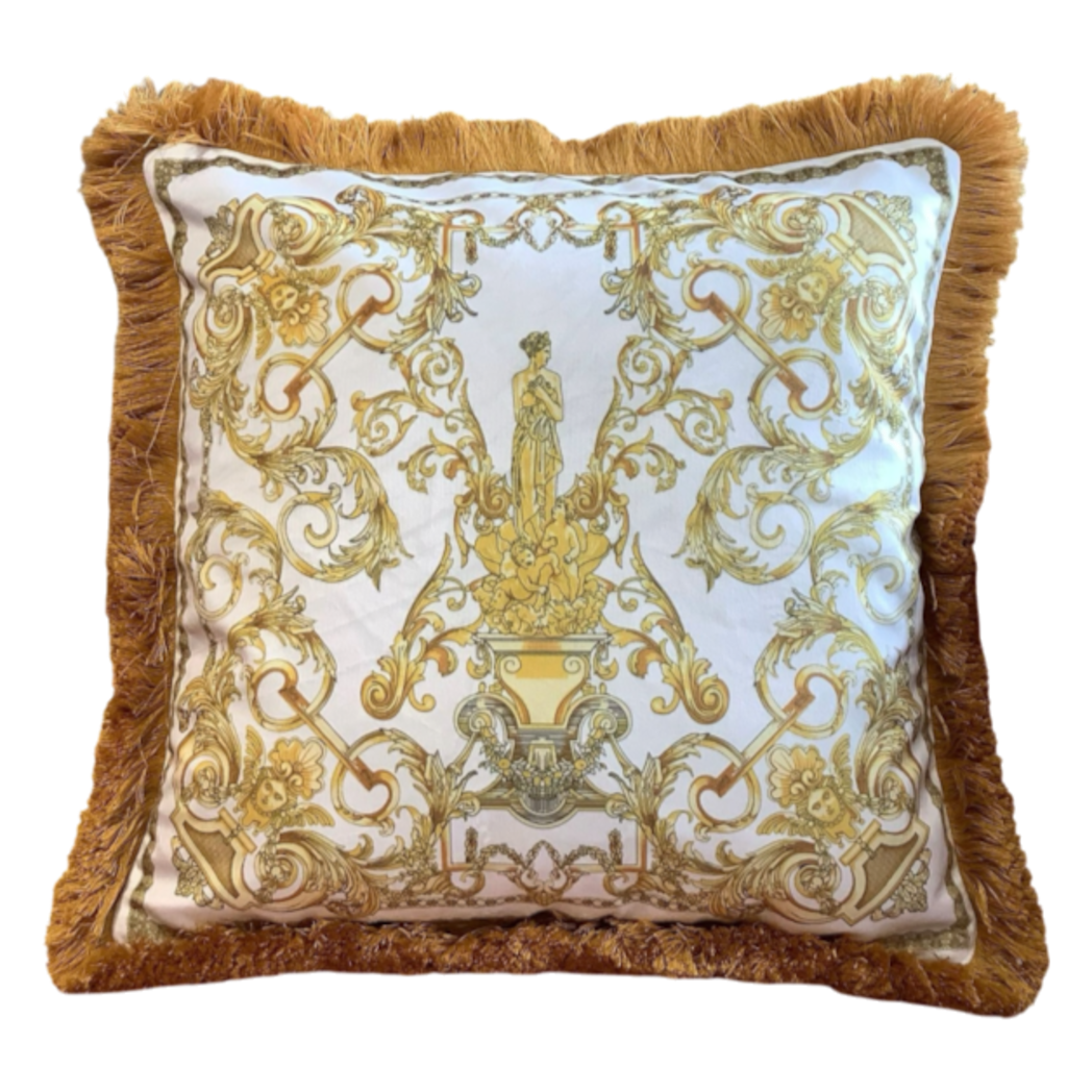 Vỏ Gối Sofa Nhung Impératrice Classic Baroque Ivory Gold 45x45 - Cậu Hai Home Decor