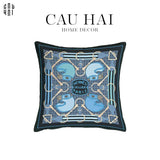 Vỏ Gối Sofa Nhung Tatersale Blue 45X45Cm-VỎ GỐI-CẬU HAI HOME DECOR