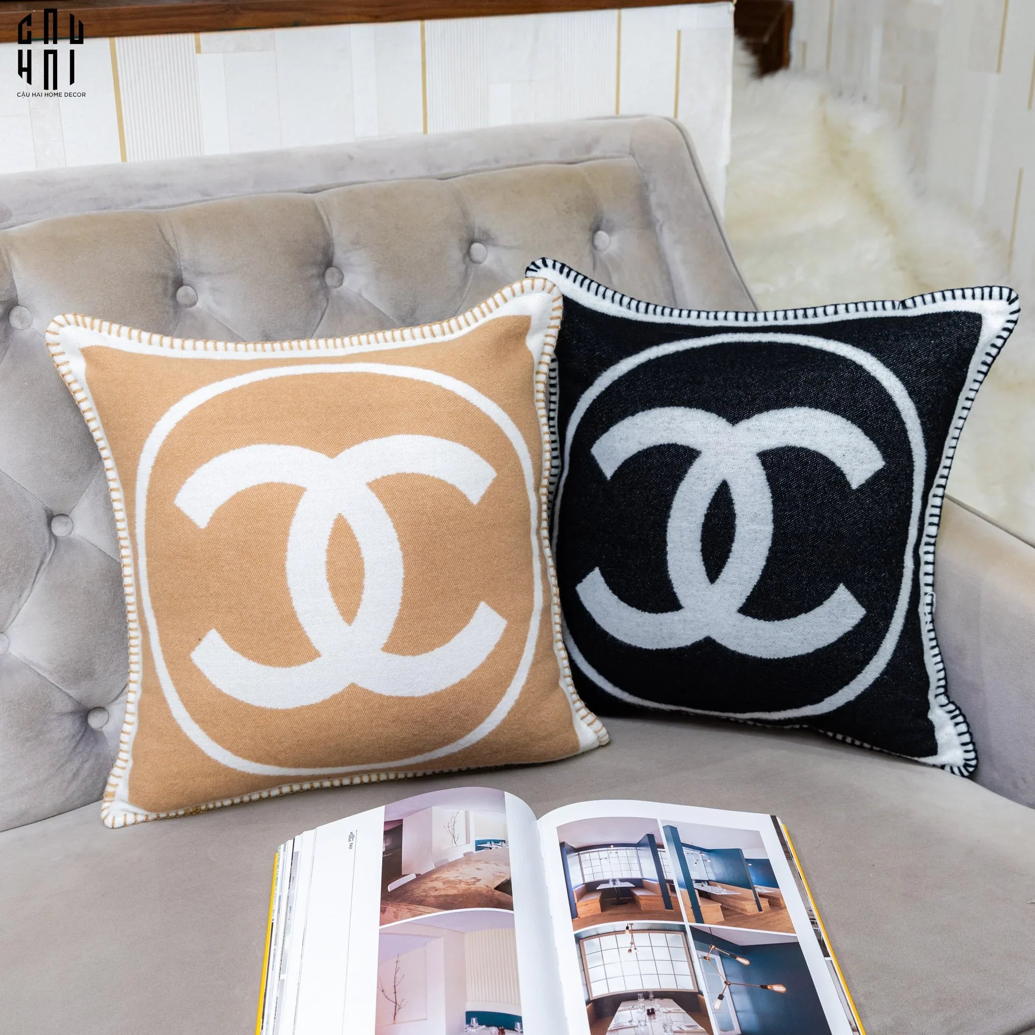 VỎ GỐI TWEED COCO 45. - BEIGE-CẬU HAI HOME DECOR